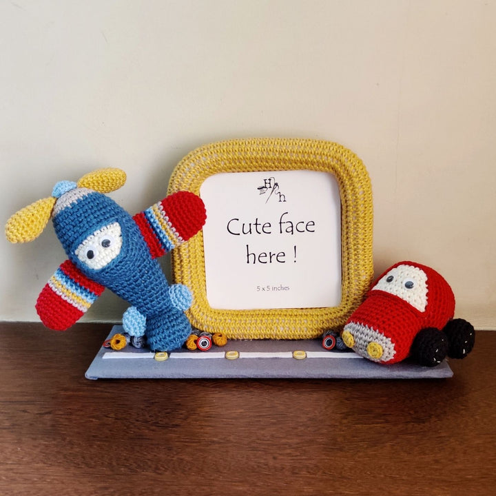 Handmade Crochet Aeroplane Photo Frame for Kids
