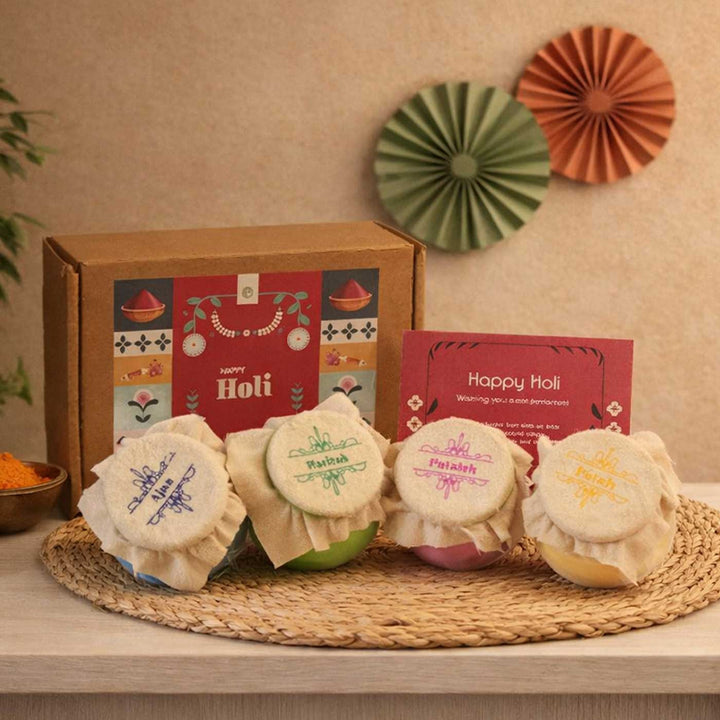 4 Pc | Eco-Friendly Organic Toxin Free Holi Colours | Packed in Matkas