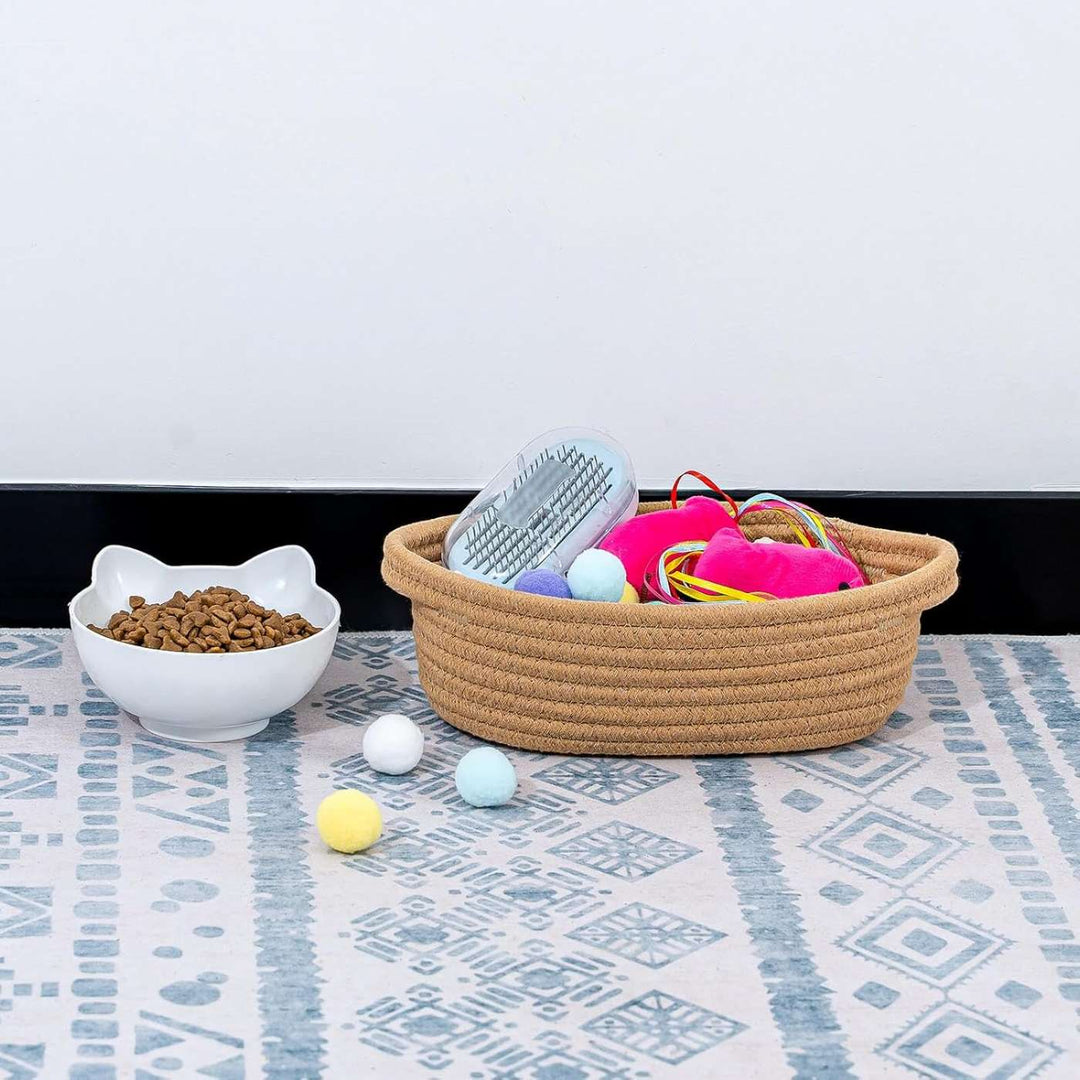 Handmade Coil Basketry Cute Cotton Rope Storage Baskets | Set Of 5