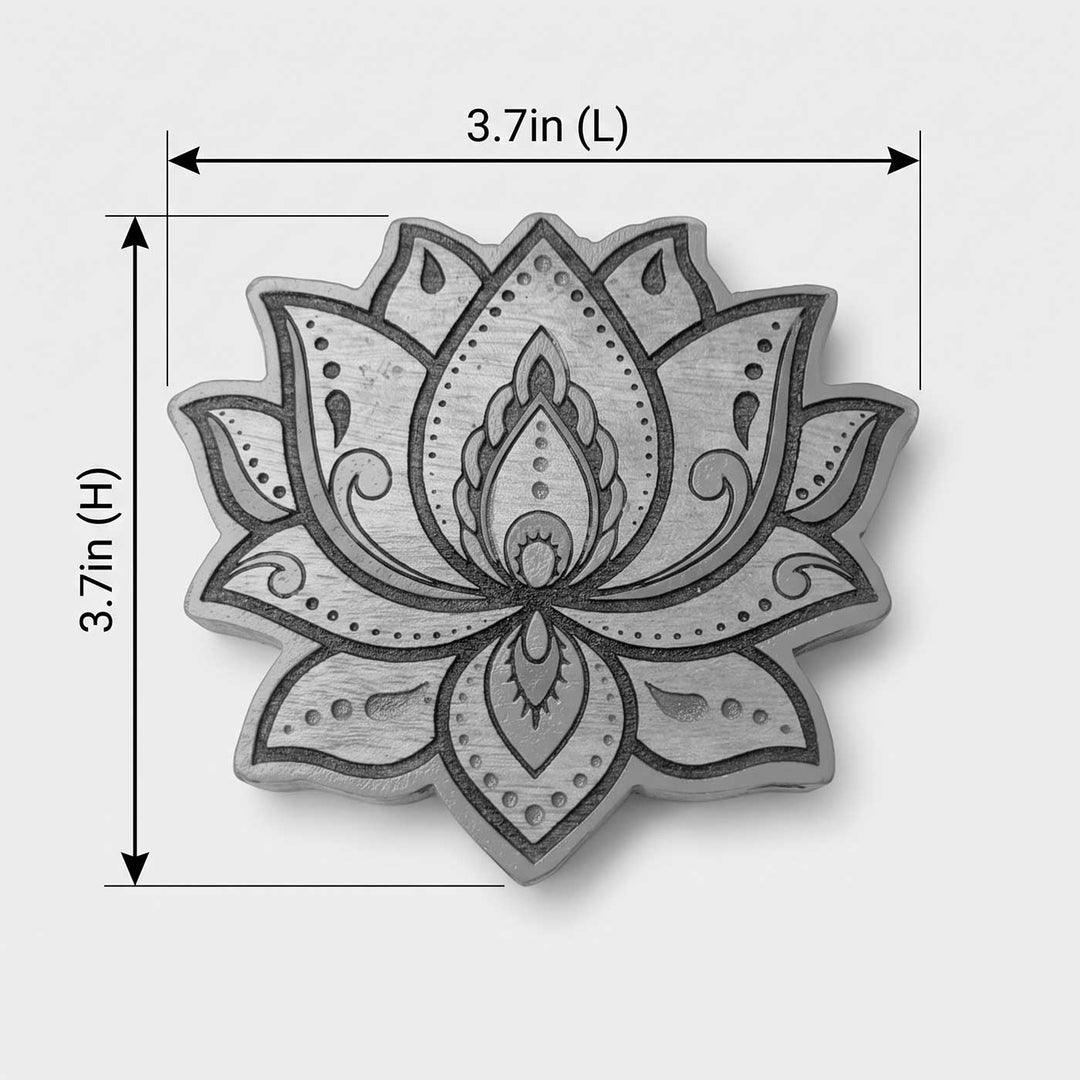 4 pc | Hand-Painted Engraved Mahogany Wood Lotus Kolam Coasters For Coffee Table & Dining Decor