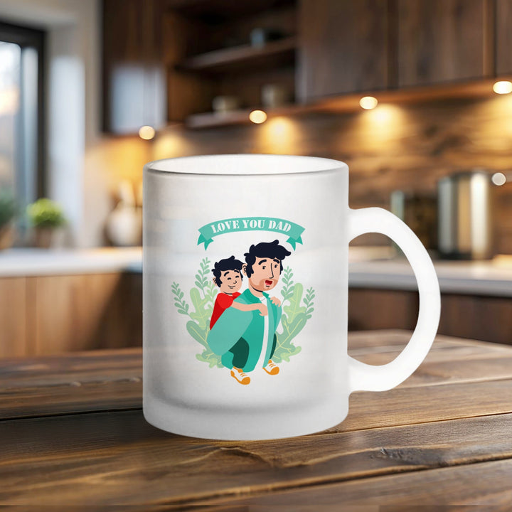 Printed Dad And Son Theme Glass Mug