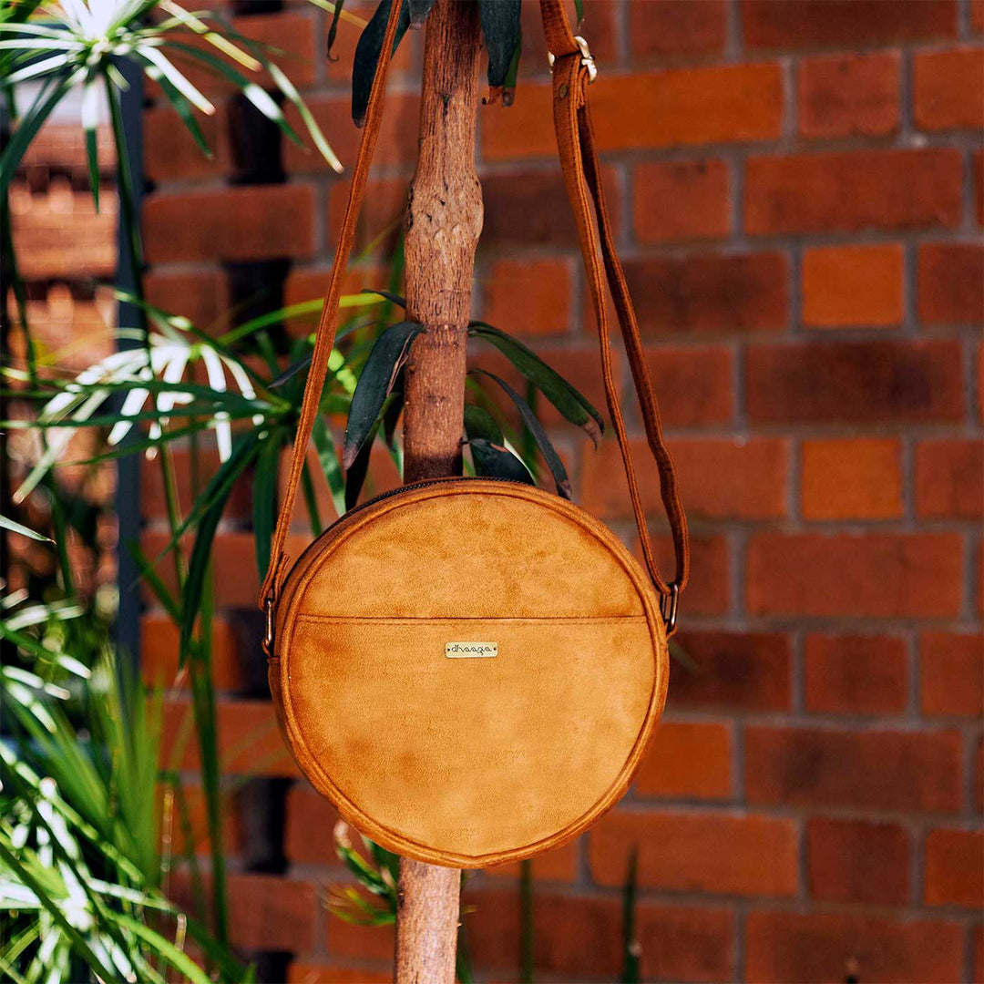 Personalized Embroidered Bee & Wildflowers Round Sling Bag