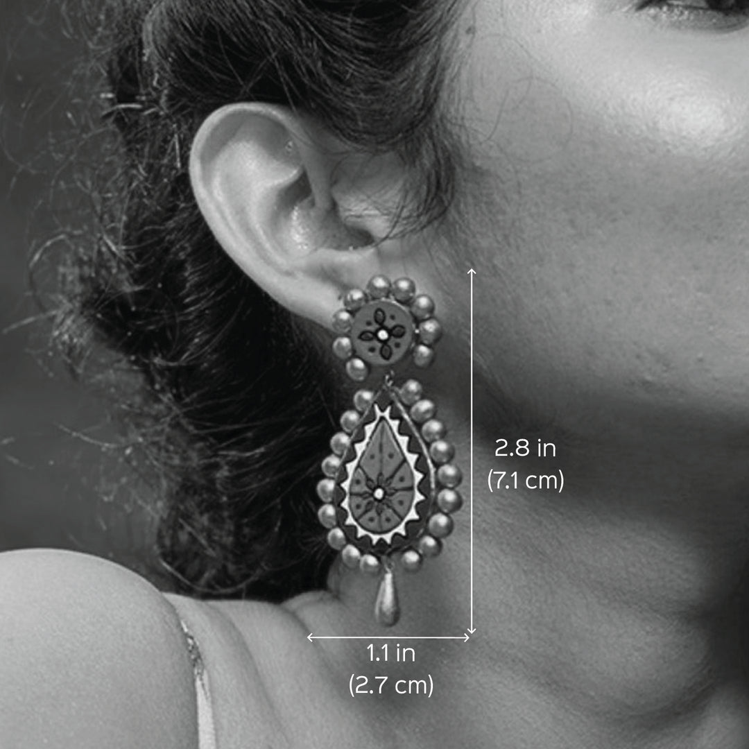 Handmade Red & Green Meenakari Terracotta Earrings