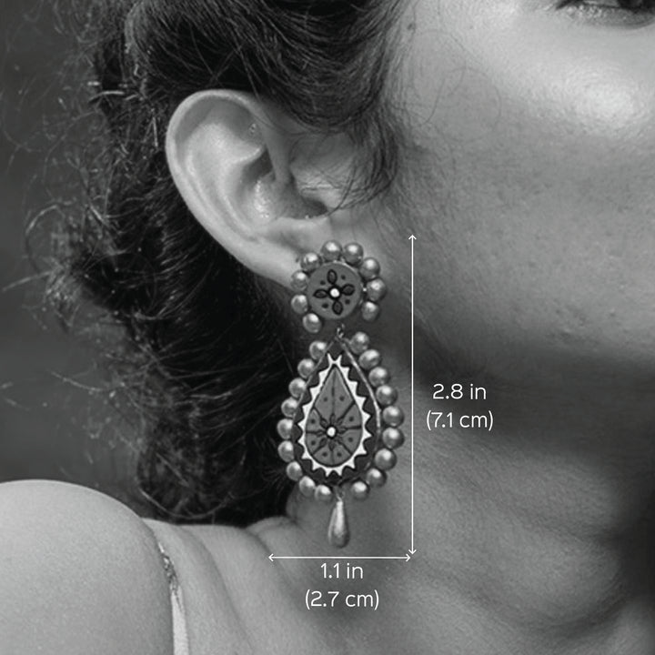 Handmade Red & Green Meenakari Terracotta Earrings