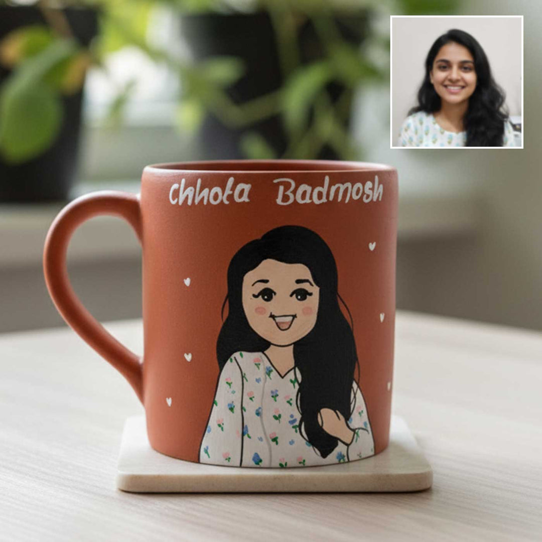 Photo Personalized Hand-Painted Cute Sister Terracotta Mug
