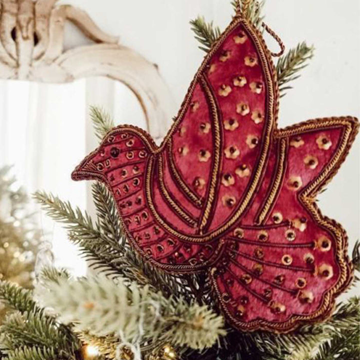 Red Dove Cotton Sequin Premium Zardozi Ornament