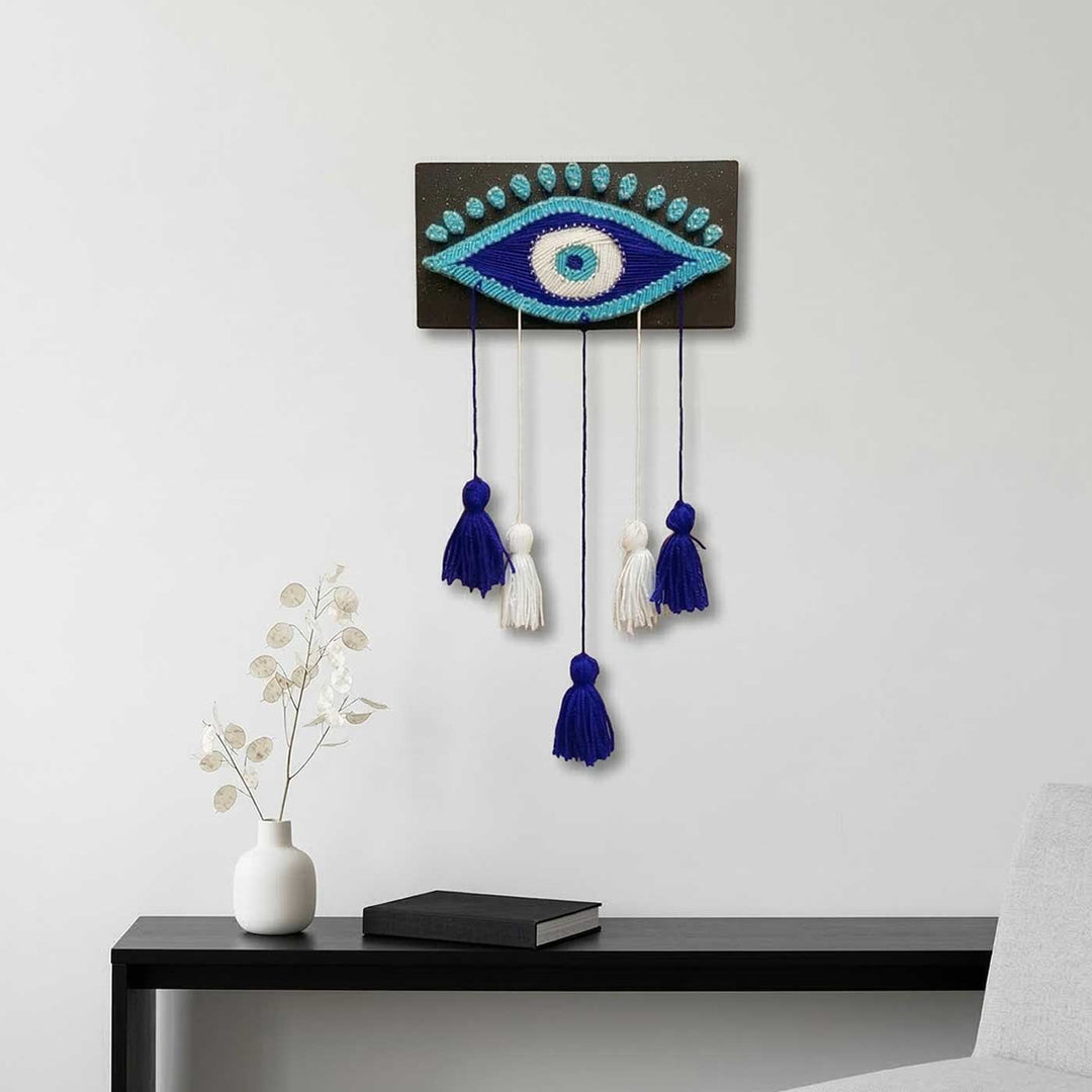 Handmade String Art Evil Eye Theme Wooden Wall Decor