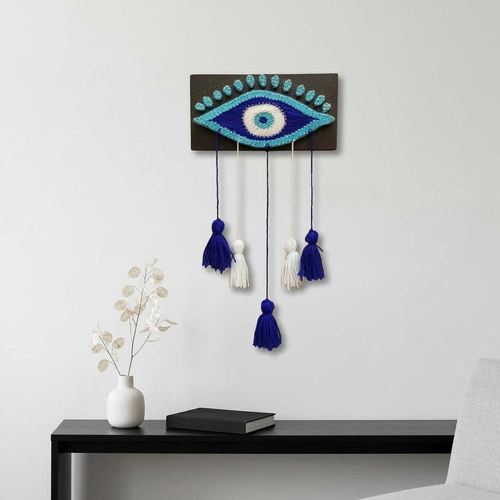Handmade String Art Evil Eye Theme Wooden Wall Decor
