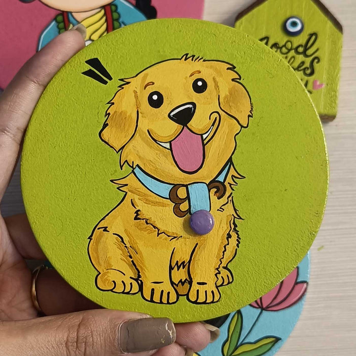 Hand-Painted Puppy Pop Art Mdf Wood Fridge Magnet