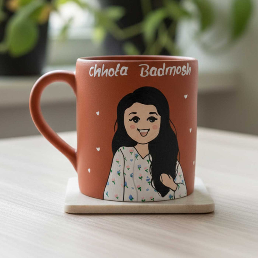 Photo Personalized Hand-Painted Cute Sister Terracotta Mug