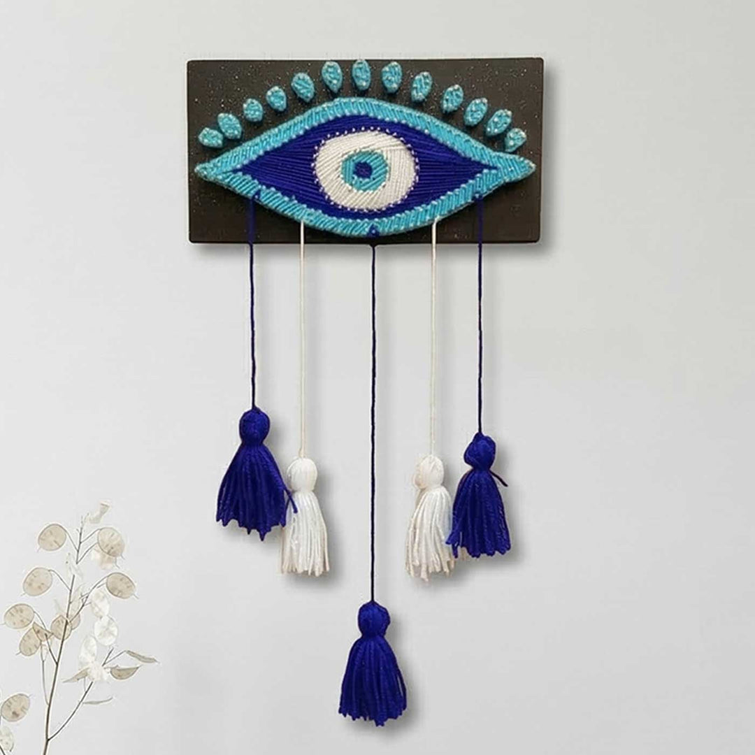 Handmade String Art Evil Eye Theme Wooden Wall Decor