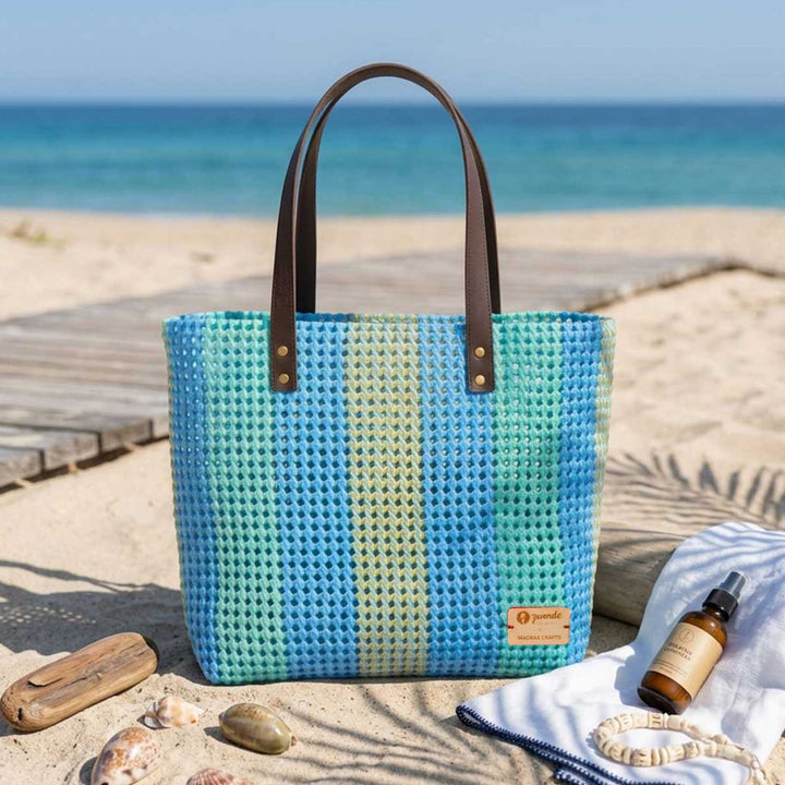 Pastel Stripes Handmade Wire Koodai Tote Bag