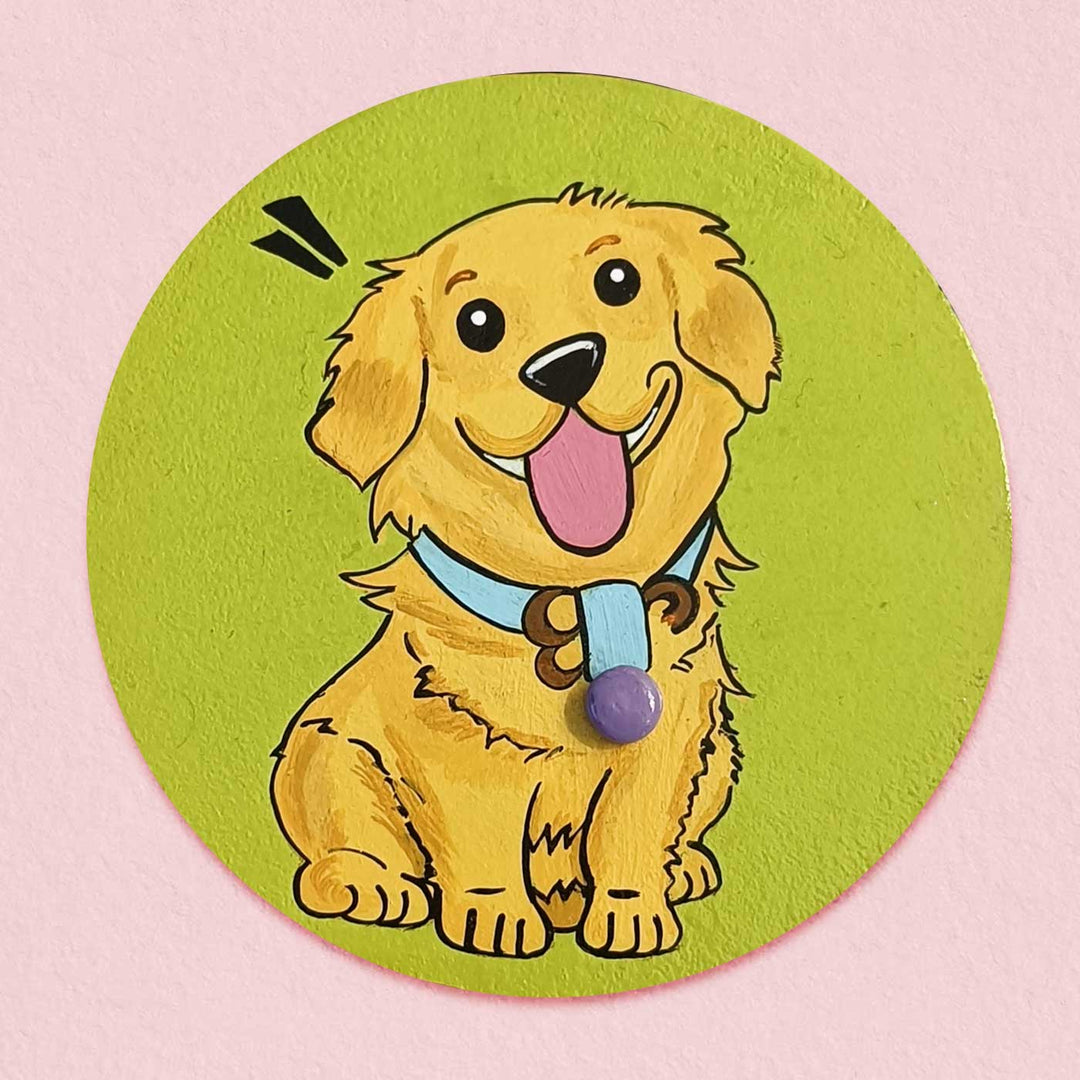 Hand-Painted Puppy Pop Art Mdf Wood Fridge Magnet