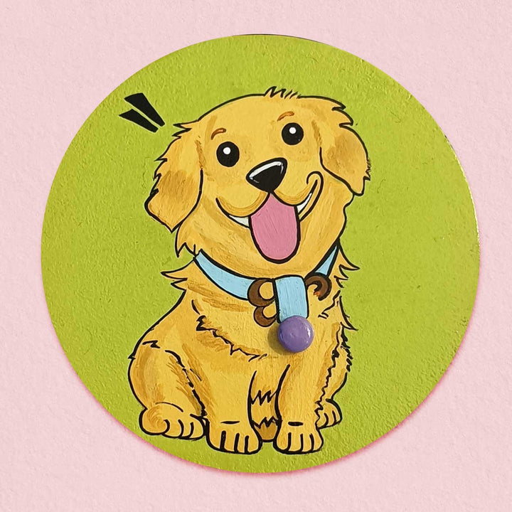 Hand-Painted Puppy Pop Art Mdf Wood Fridge Magnet