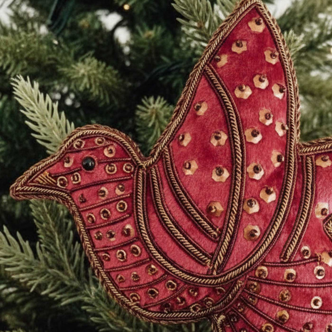Red Dove Cotton Sequin Premium Zardozi Ornament