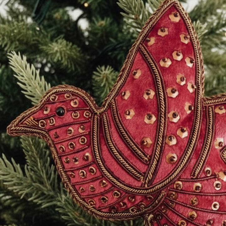 Red Dove Cotton Sequin Premium Zardozi Ornament