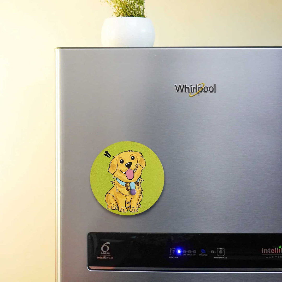 Hand-Painted Puppy Pop Art Mdf Wood Fridge Magnet