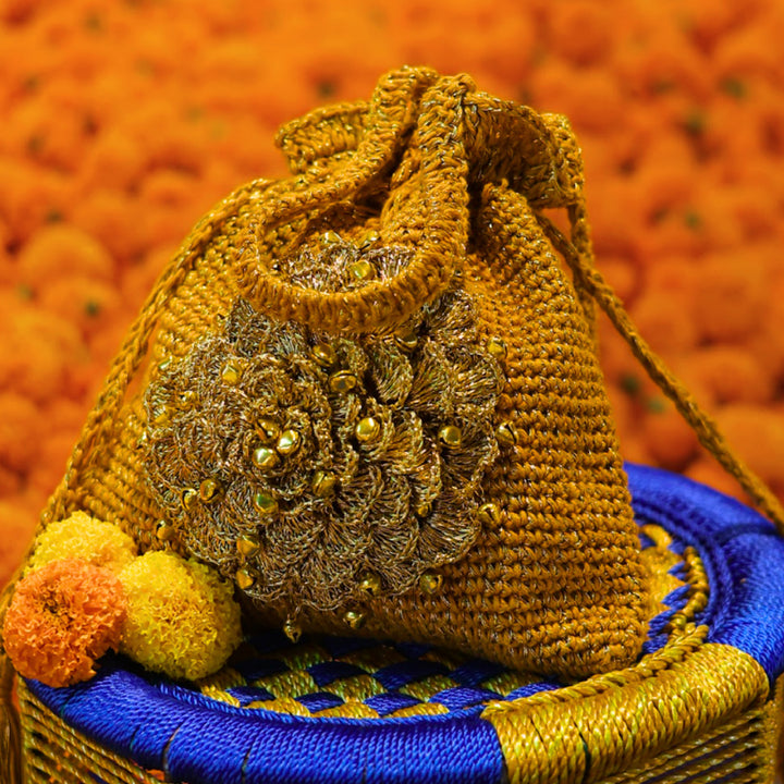 Handmade Crochet Sunset Shimmer Ghungroo Potli