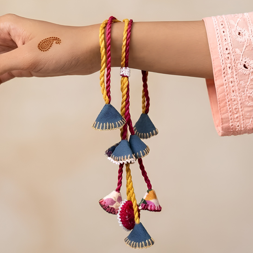 Reusable Mirror & Cotton Rope Rakhi For Bhaiya And Bhabhi