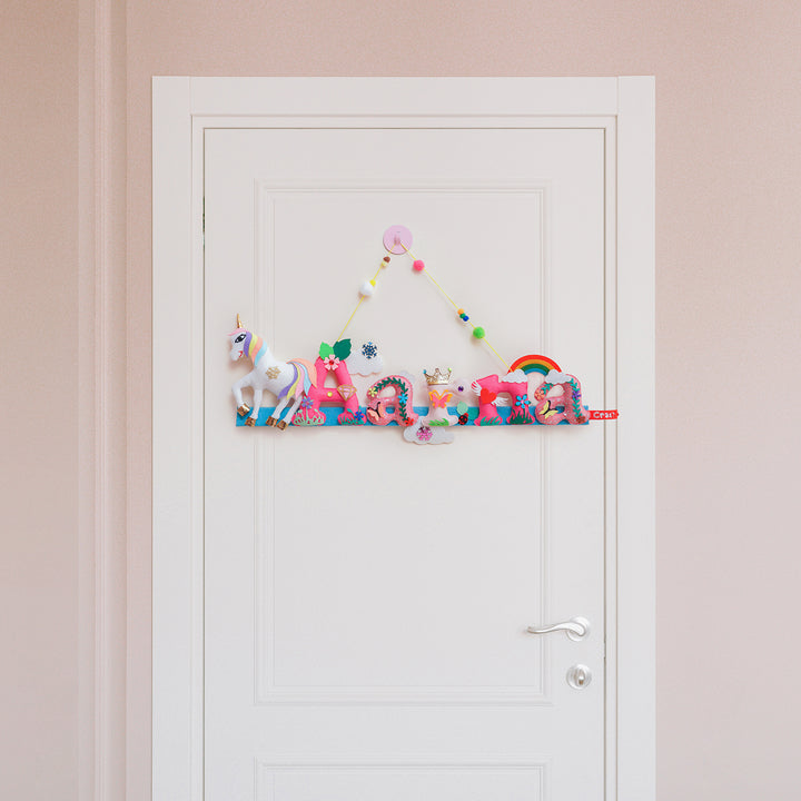 Handcrafted Personalized Unicorn Felt Nameplate for Kids