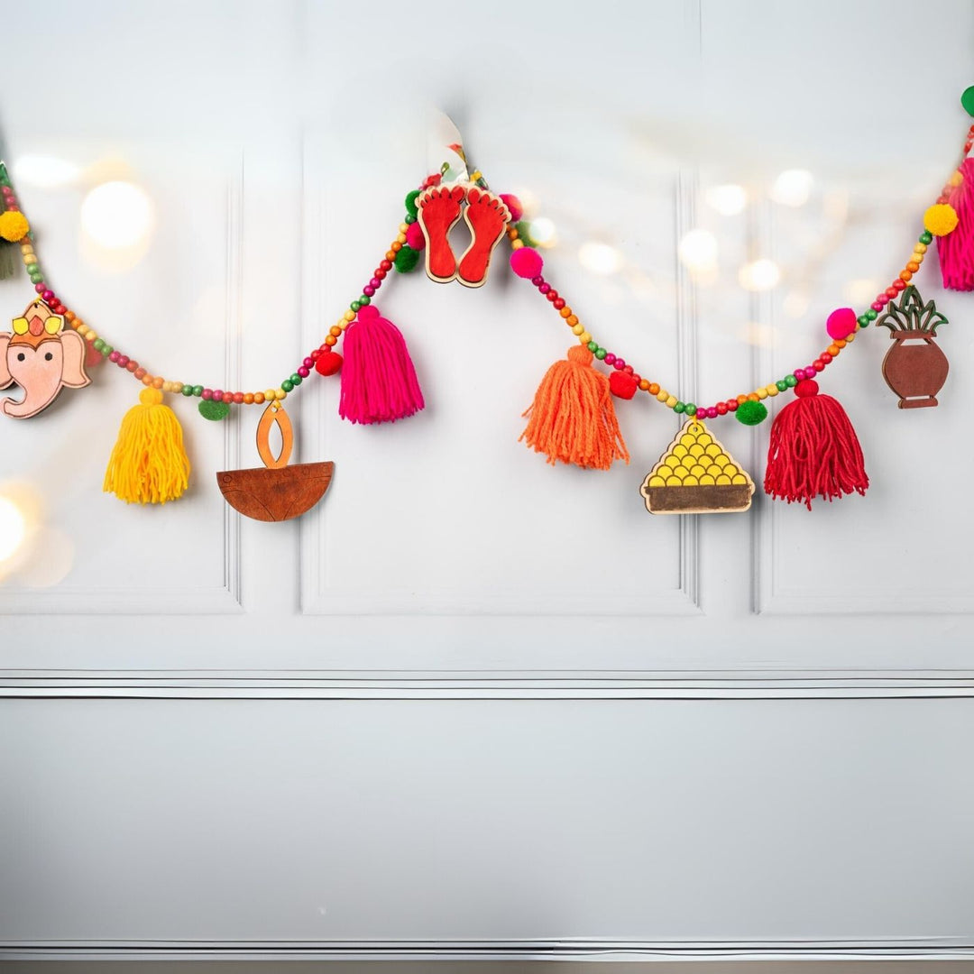 Handmade Diy Festive Paint It Yourself Bunting - Hanging Garland Straight View