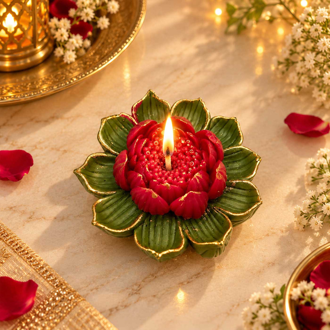 Handmade Lotus Flower Soy Wax Scented Candle For Festive Decor