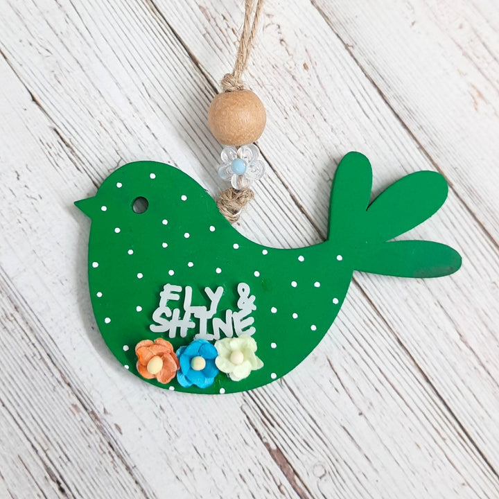 Hand-Painted Fly & Shine Theme MDF Wood Car Hanging
