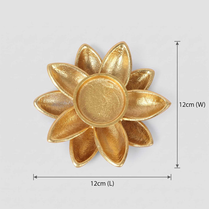 Handmade Double Floral Aluminium Tealight Holder For Festive Decor