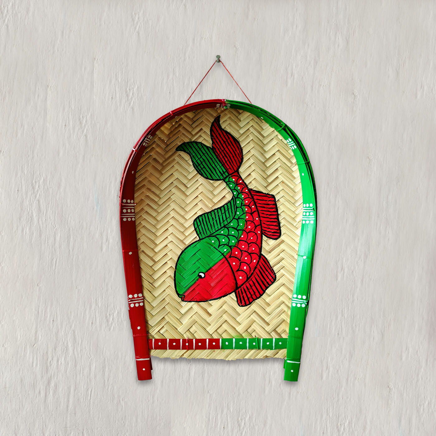 Buy Handpainted Fish Kulo Bengali Themed Bamboo Wall Decor Online On Zwende