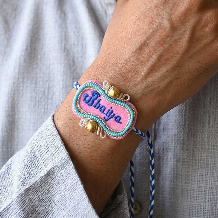 Handmade Beaded "Bhaiya" Reusable Rakhi Magnet For Brother