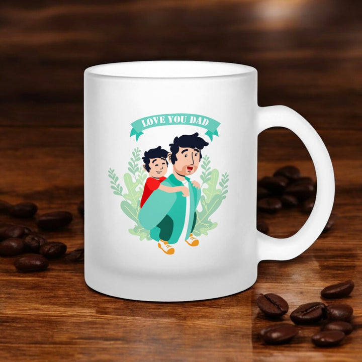 Printed Dad And Son Theme Glass Mug