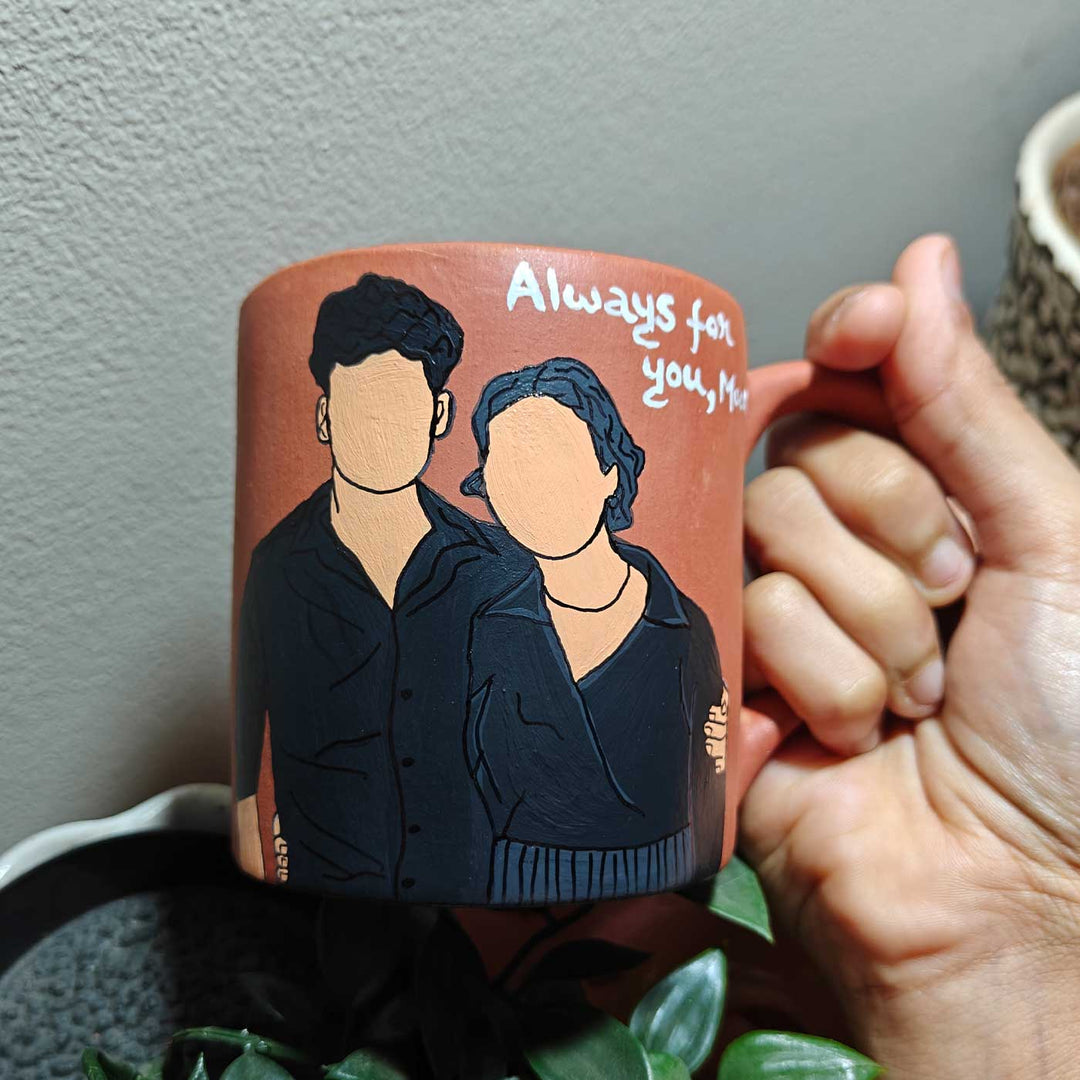 Photo Personalized Hand-Painted Couples Theme Terracotta Mug