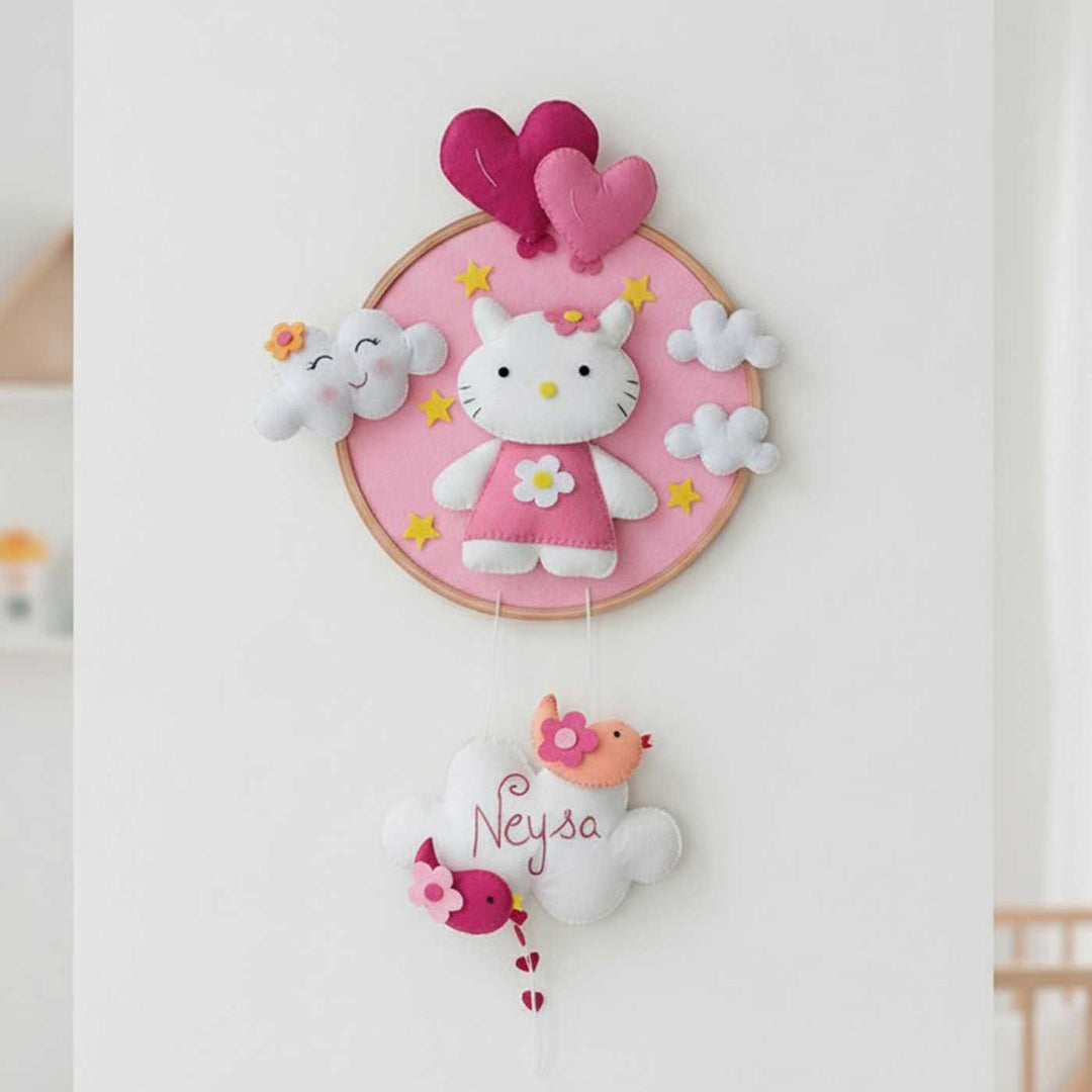 Personalised Hello Kitty Hoop Felt Hanging