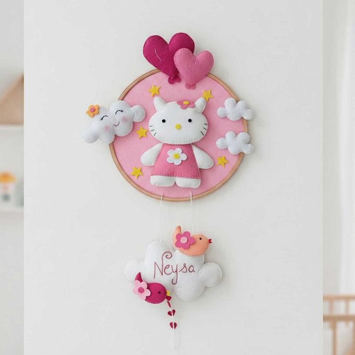 Personalised Hello Kitty Hoop Felt Hanging