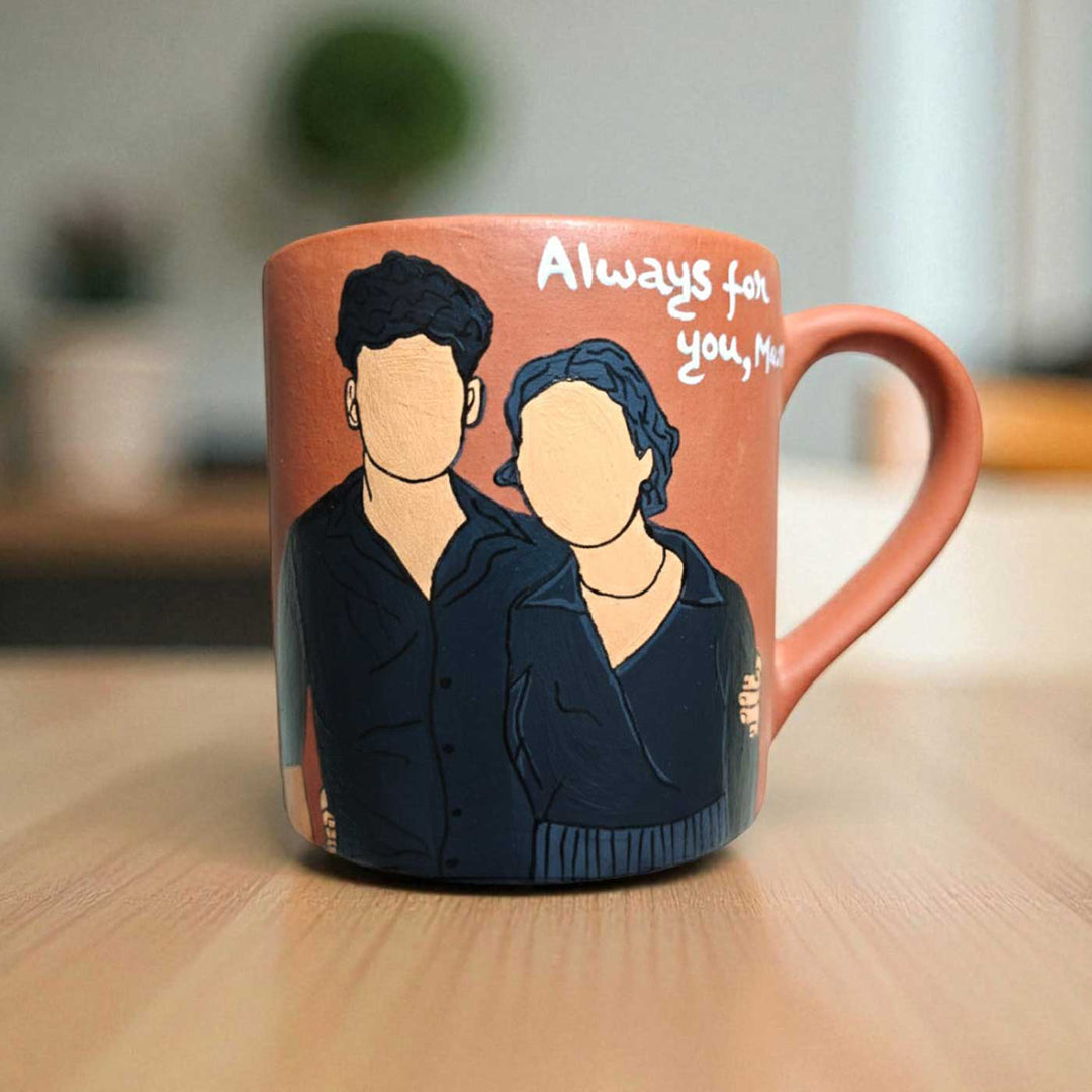 Photo Personalized Hand-Painted Couples Theme Terracotta Mug