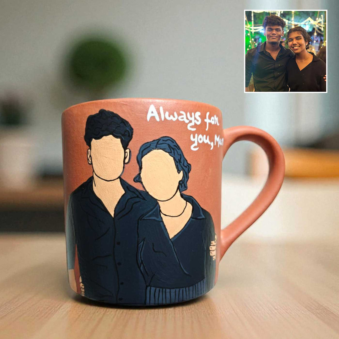 Photo Personalized Hand-Painted Couples Theme Terracotta Mug