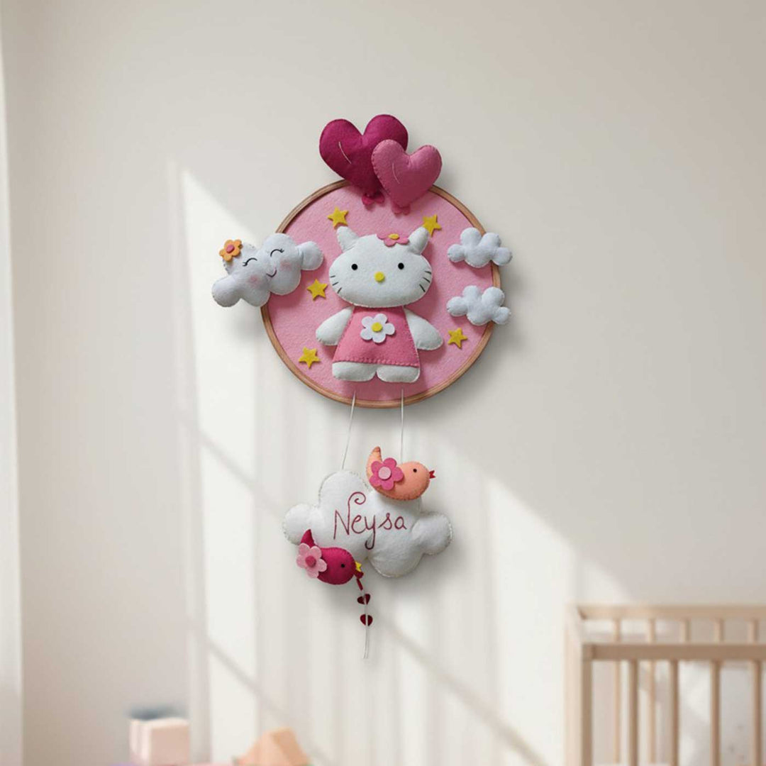 Personalised Hello Kitty Hoop Felt Hanging