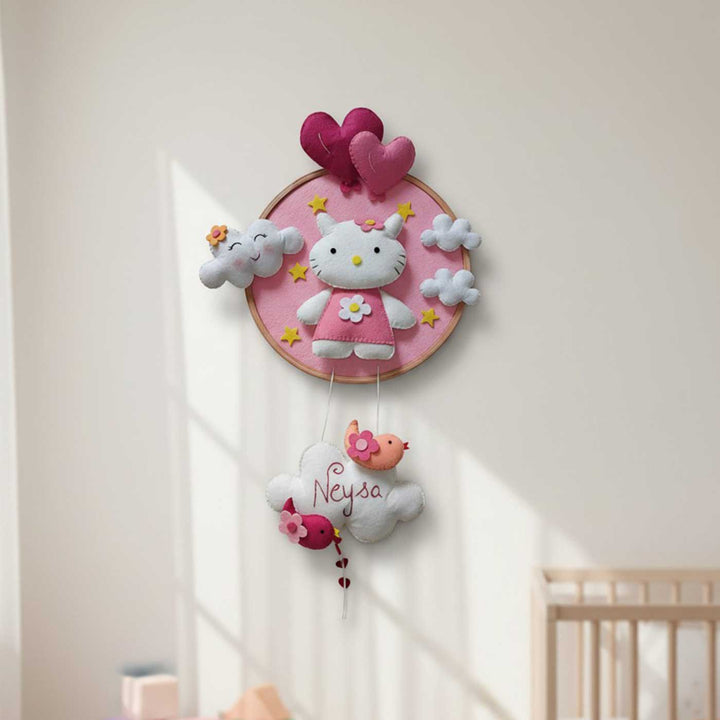 Personalised Hello Kitty Hoop Felt Hanging