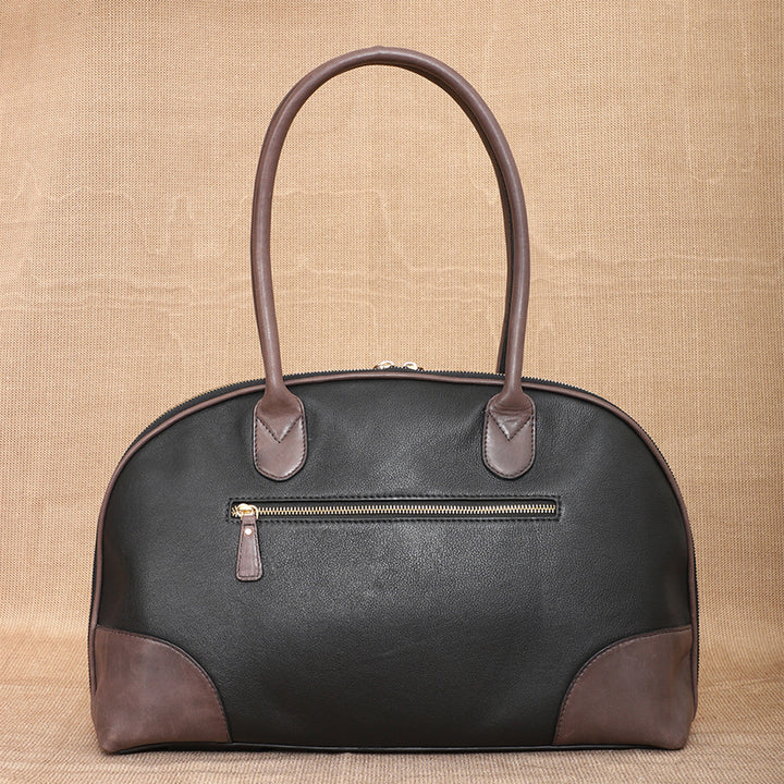 Personalized Large Black & Purple Brooklyn Leather Shoulder Bag