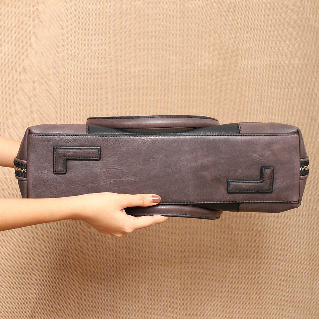Personalized Large Black & Purple Brooklyn Leather Shoulder Bag