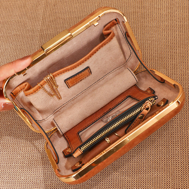 Personalized Brown Jewels Leather Clutch