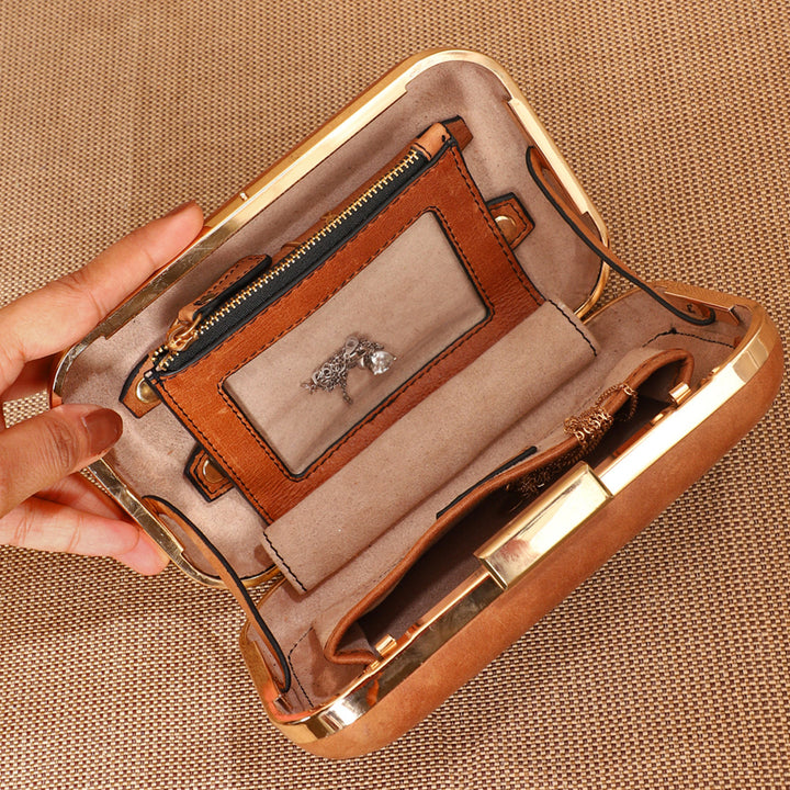 Personalized Brown Jewels Leather Clutch