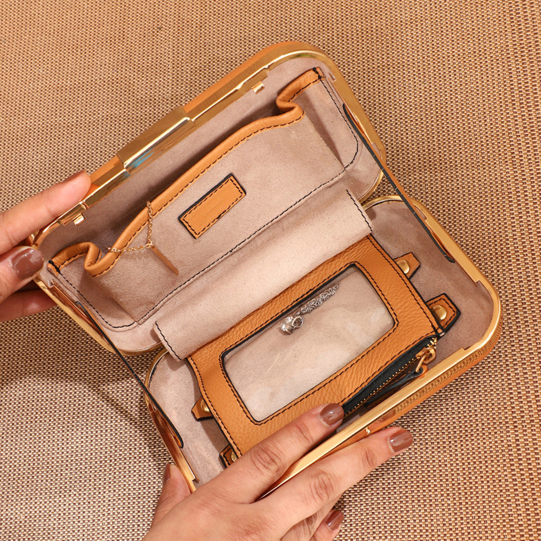 Personalized Orange Jewels Leather Clutch