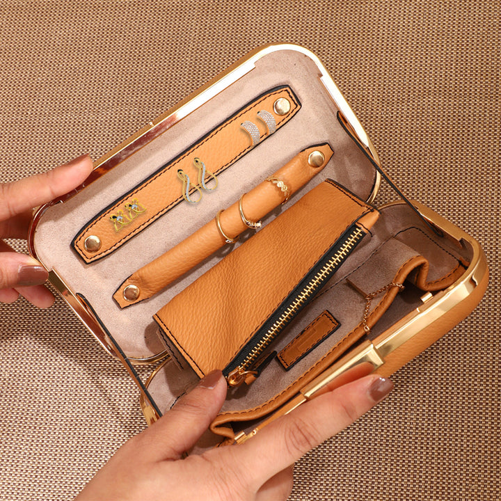 Personalized Orange Jewels Leather Clutch