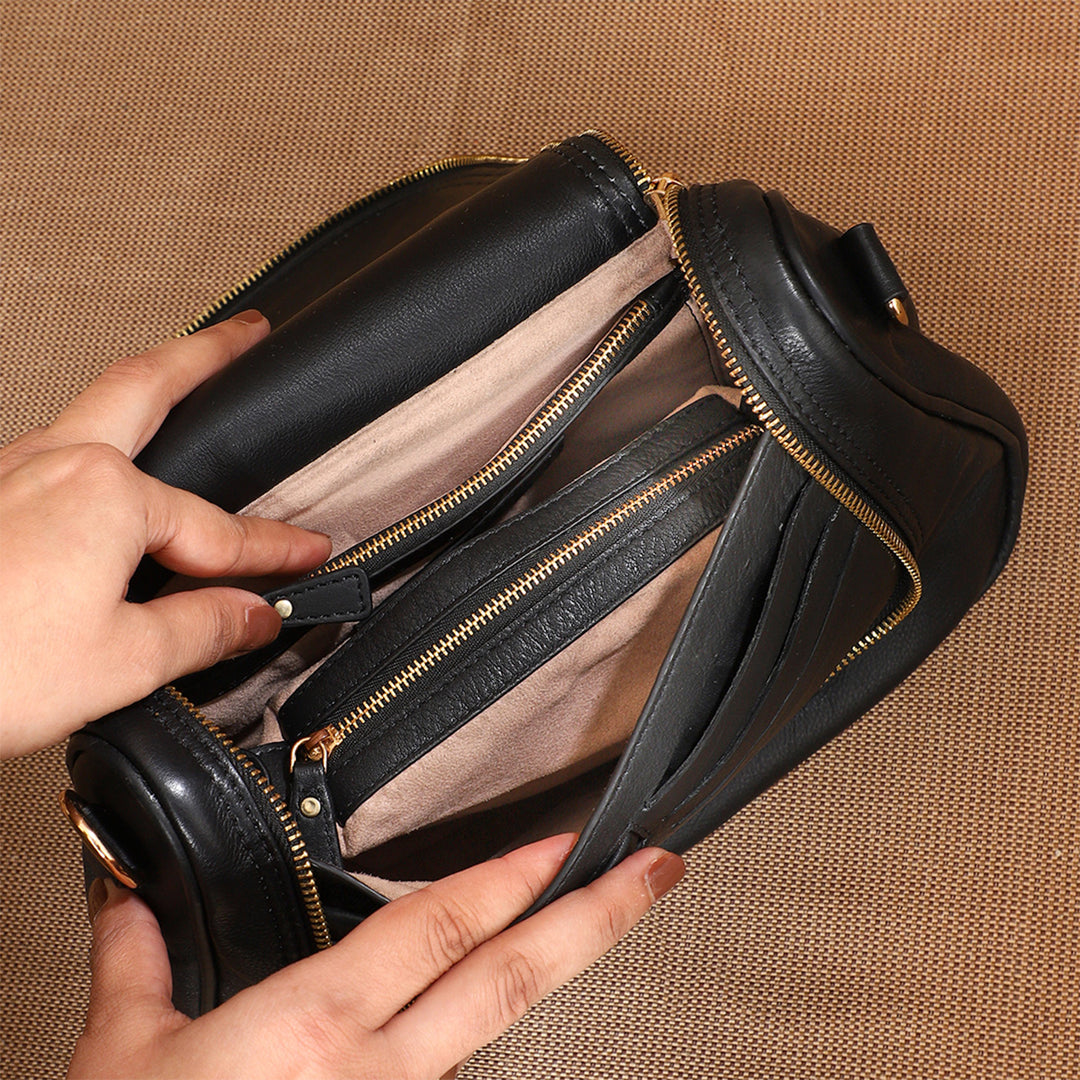 Personalized Black Millie Leather Sling Bag