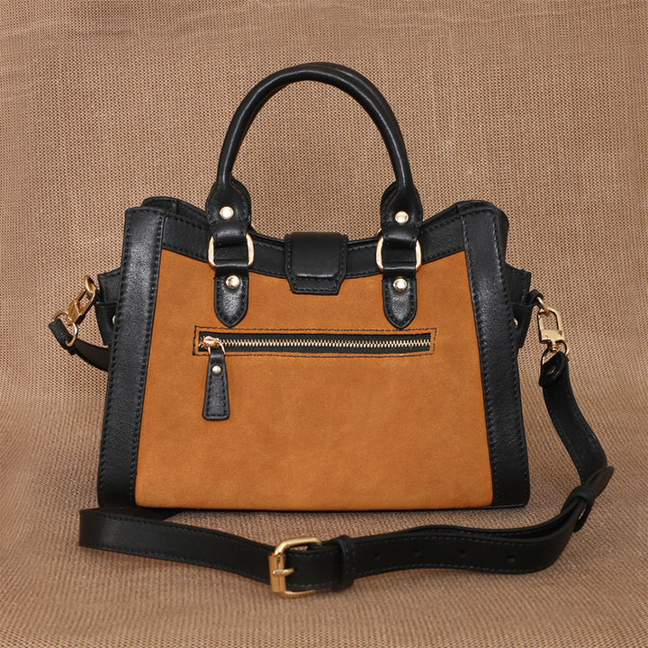 Personalized Orange & Black Serena Leather Handbag