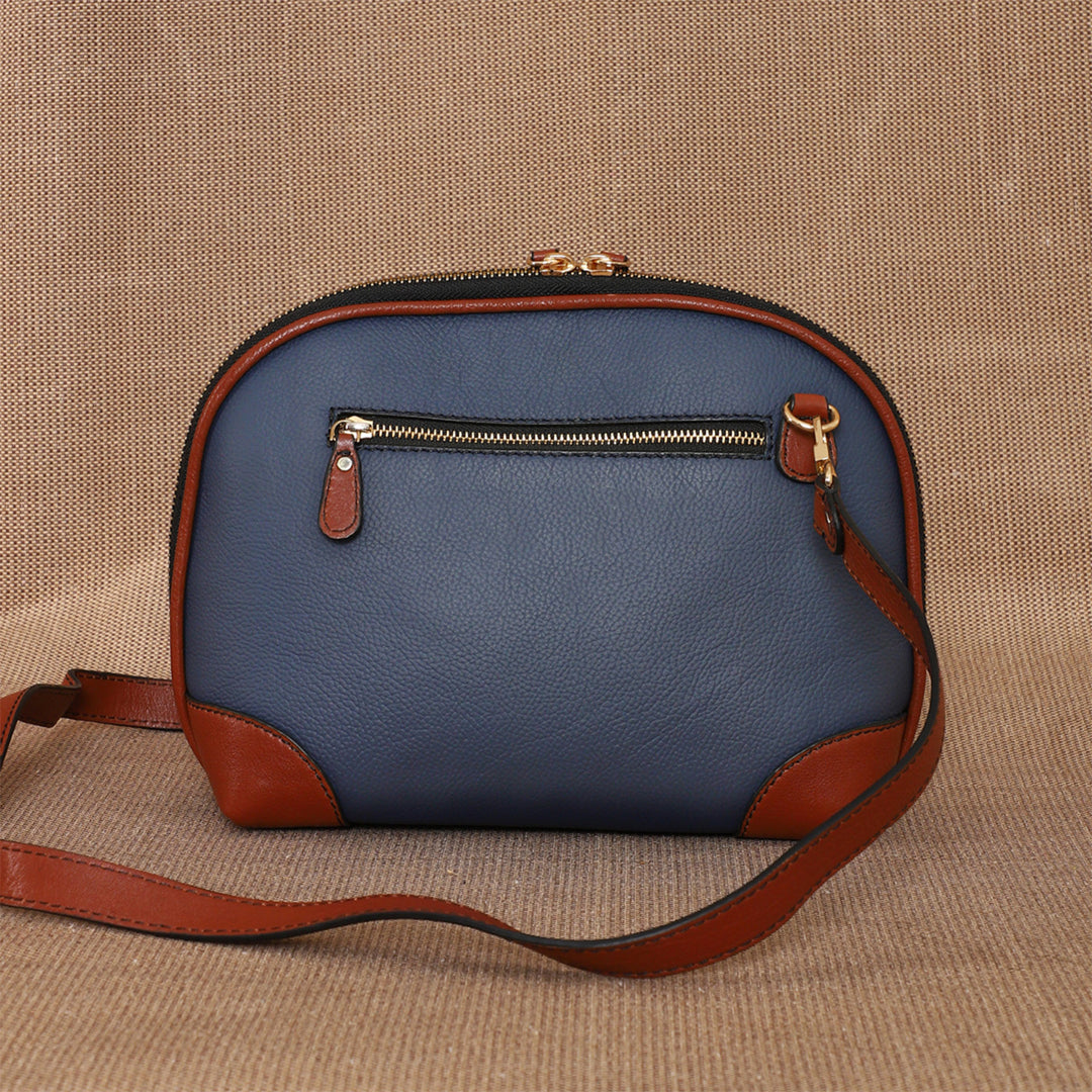 Personalized Blue Brooklyn Tall Leather Sling Bag