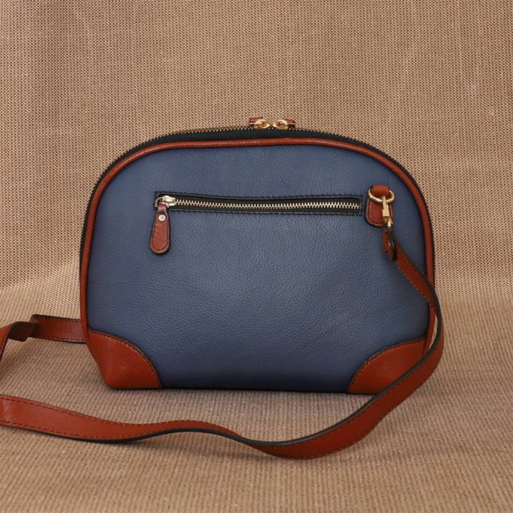 Personalized Blue Brooklyn Tall Leather Sling Bag
