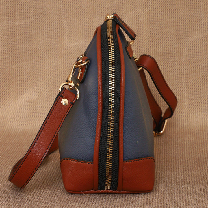 Personalized Blue Brooklyn Tall Leather Sling Bag