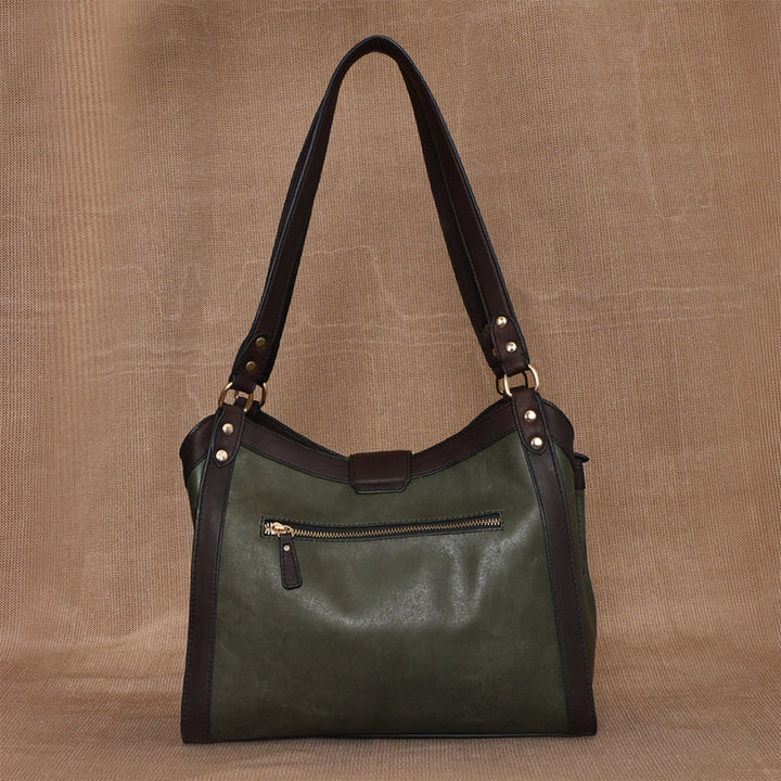 Personalized Green Serena Leather Tote Bag